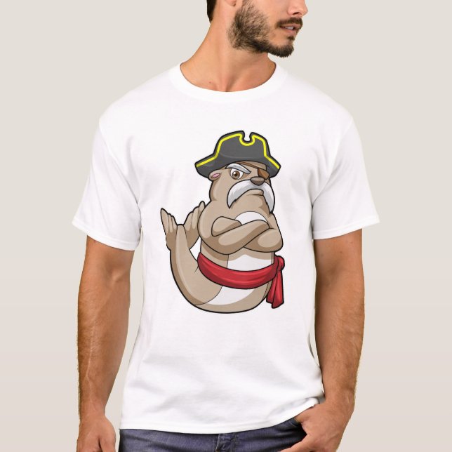 Försegla som Pirat med Pirat hat T Shirt (Framsida)