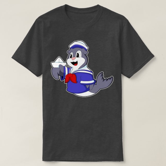 Försegla som sjöman med båt t shirt (Design framsida)
