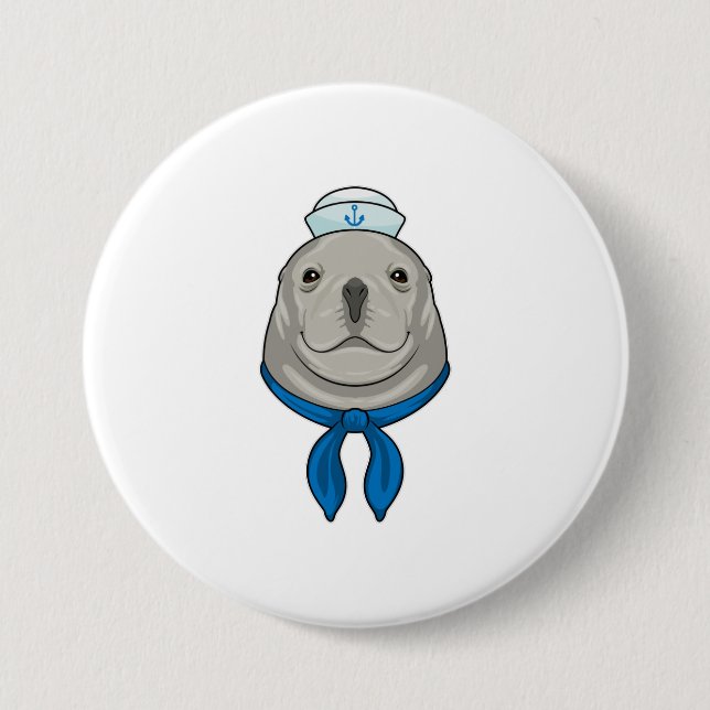 Försegla som sjöman med sjöhatt knapp (Framsida)