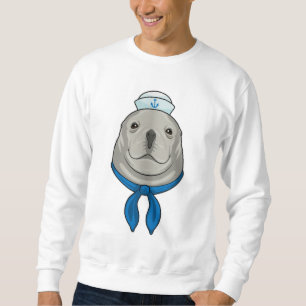 Försegla som sjöman med sjöhatt lång ärmad tröja