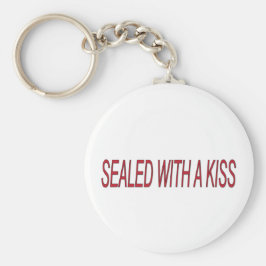 förseglad med en kyss kärlek citattecken valentins rund silverfärgad nyckelring