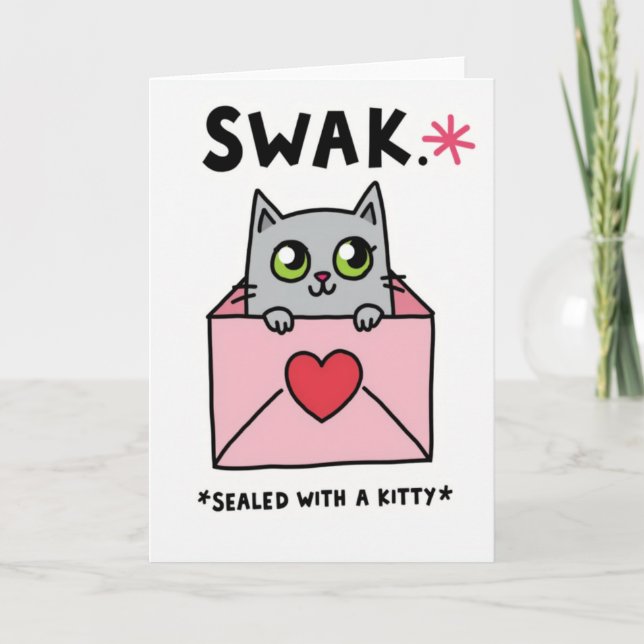 Förseglad med ett kärlekskort till katt kort (Framsida)
