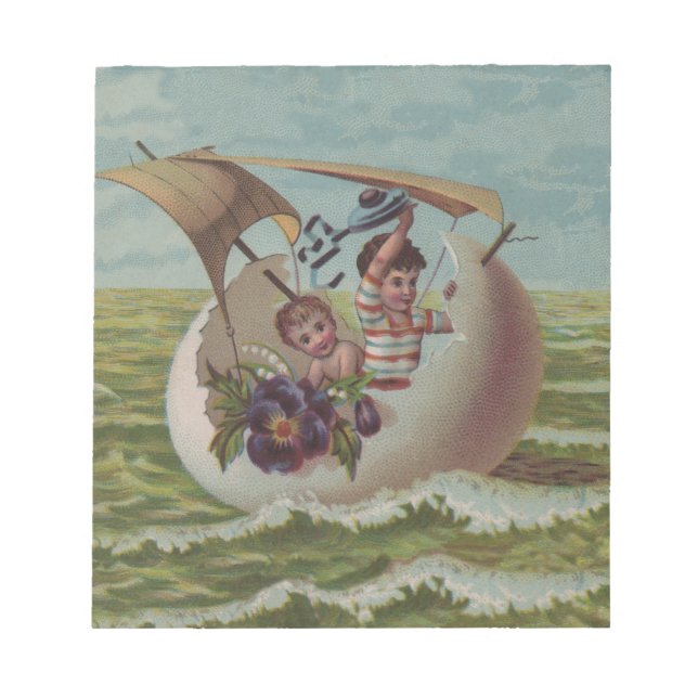 Förseglande äggbarn med Antique Påsk Card Anteckningsblock (Framsida)