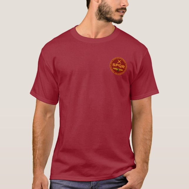 Förseglar den rödbruna romerska legionen för SPQR Tee Shirt (Framsida)