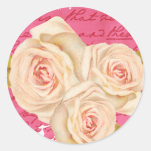 Förseglar rosa bröllop för vintage runt klistermärke