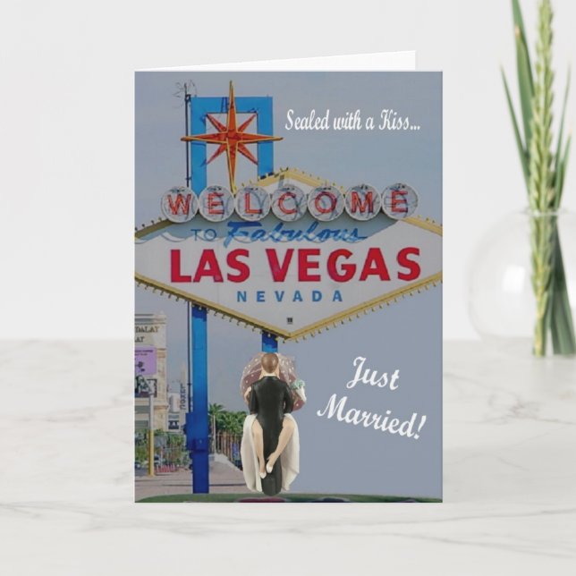 Förseglat med ett kyss"ny gifta" Las Vegas kort (Framsida)