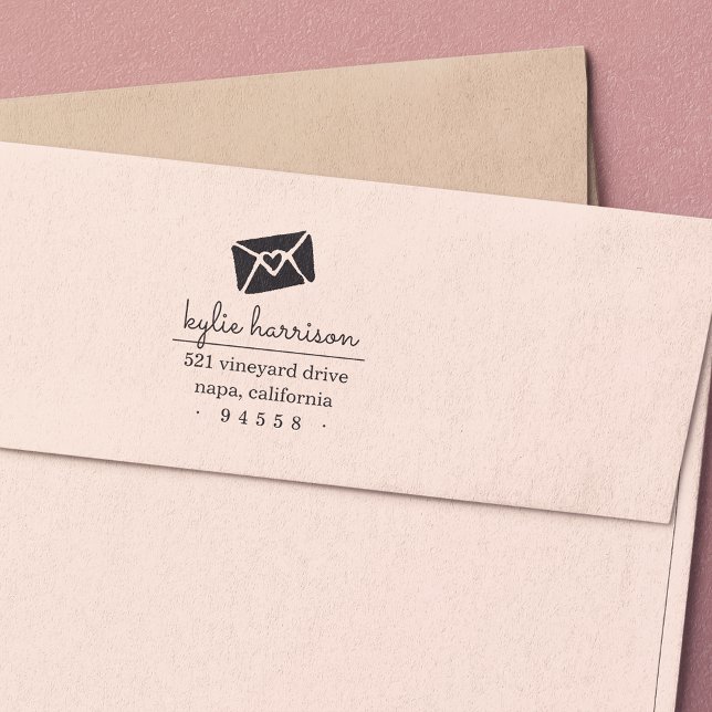 Förseglat med kyss Returadress Frimärke Självfärgande Stämpel (Skapare uppladdad)