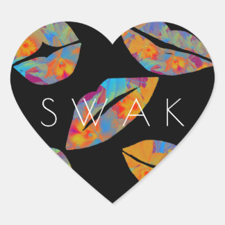 Förseglat med kyss - Tropiska Stil Hjärtformat Klistermärke