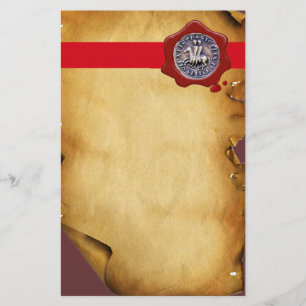 FÖRSEGLING AV KÄNNETECKEN, Röda Vax, PARKMENT Brevpapper