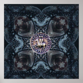 FÖRSEGLING AV KNIGHTS-MALLAR PÅ JÄRN KOR Black Poster