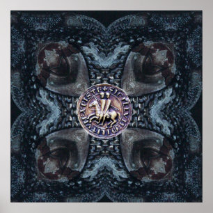 FÖRSEGLING AV KNIGHTS-MALLAR PÅ JÄRN KOR Black Poster