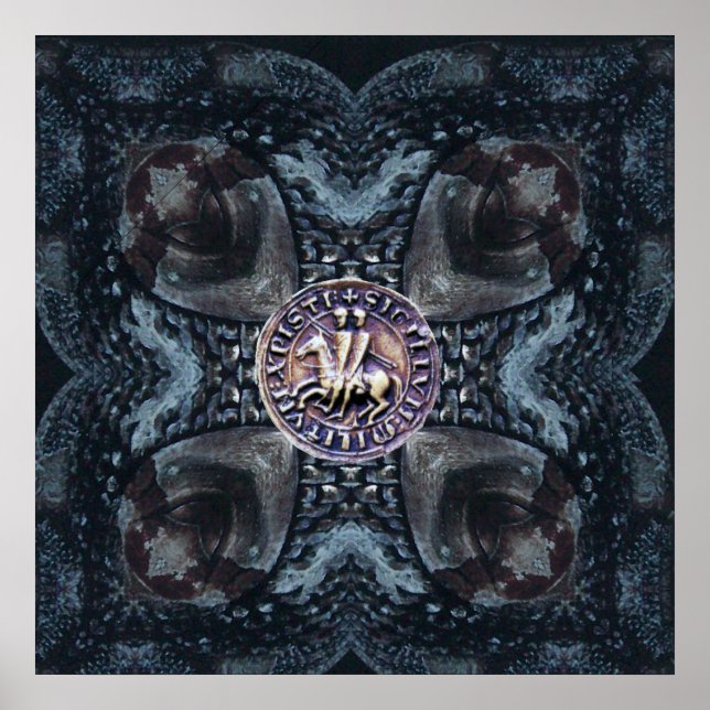 FÖRSEGLING AV KNIGHTS-MALLAR PÅ JÄRN KOR Black Poster (Framsidan)