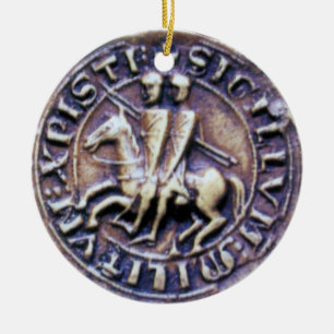 FÖRSEGLING AV KNIGHTS TEMPLAR MONOGRAM gem grått Julgransprydnad Keramik