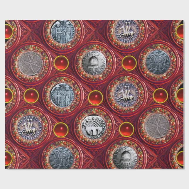FÖRSEGLING AV KNIGHTS TEMPLAR Red Ruby Gems Presentpapper (Platt)