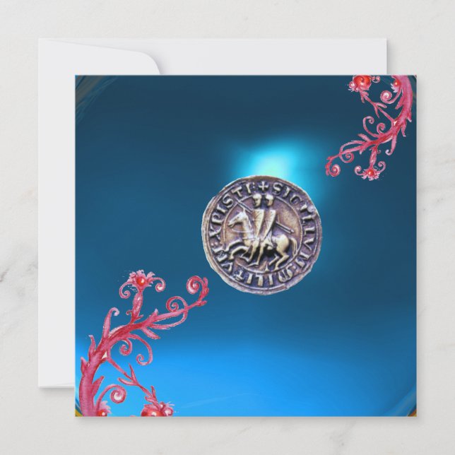FÖRSEGLING AV KNIGHTS TEMPLAR sapphire blue Inbjudningar (Framsida)