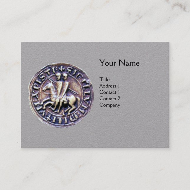 FÖRSEGLING AV Pappert MONOGRAM-Grått MED KNIGHTS T Visitkort (Framsida)