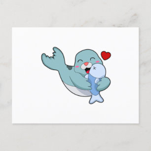 Försegling med fisk vykort