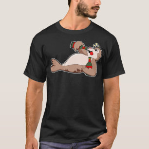 Försegling med Flaska av Beer T Shirt