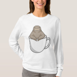 Försegling med kaffe kopp t shirt