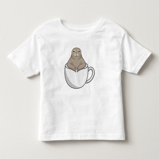 Försegling med kaffe kopp t shirt (Framsida)
