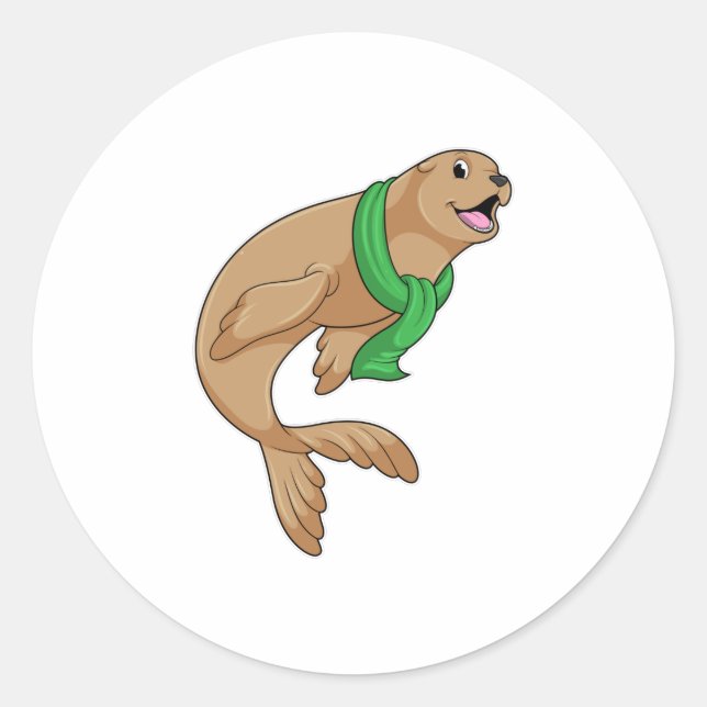 Försegling med Scarf Runt Klistermärke (Framsida)