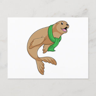 Försegling med Scarf Vykort