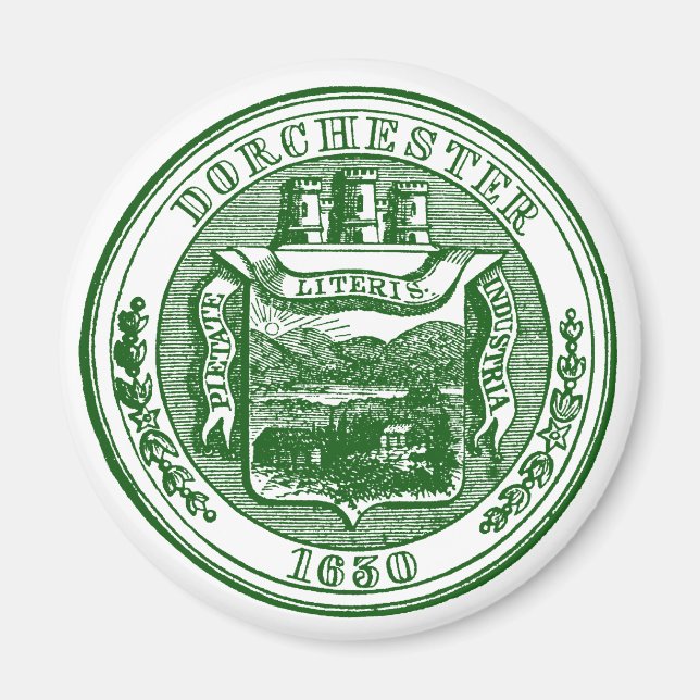 Förseglingen av Dorchester Massachusetts, grönt Magnet (Framsidan)