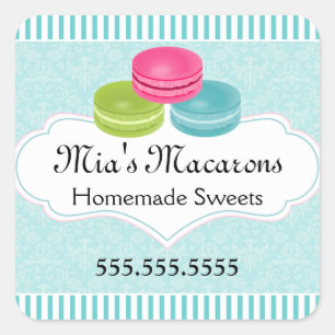 Förseglingen för Macaron Bakery Box Fyrkantigt Klistermärke