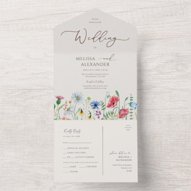 Förseglingen för Wildblomsterträdgårdsbröllop och  (Insida)