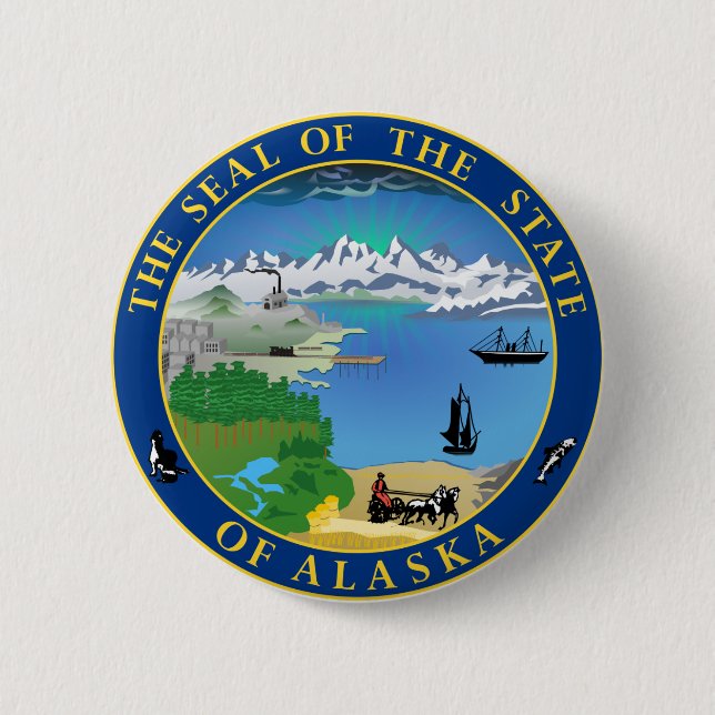 Förseglingen i Alaska-staten, USA Button Knapp (Framsida)