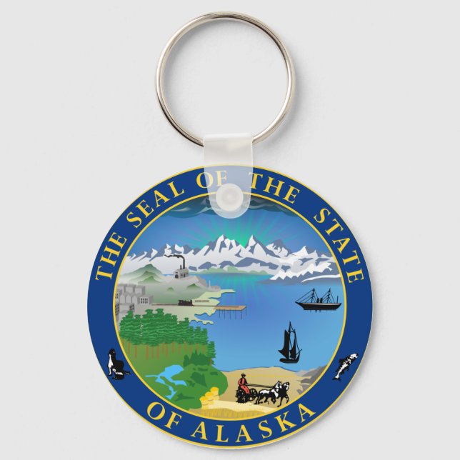 Förseglingen i Alaska-staten USA Keychain Nyckelring (Framsida)