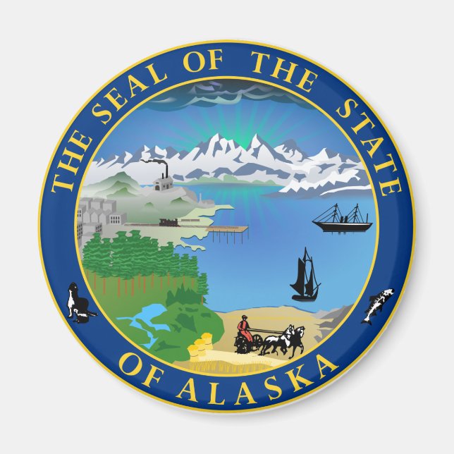 Förseglingen i Alaska-staten USA Magnet (Framsidan)