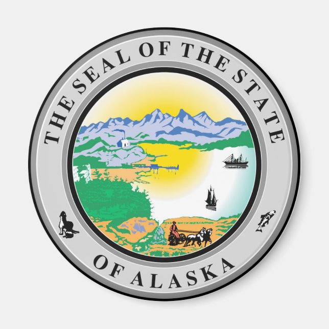 Förseglingen i Alaska-staten USA Magnet (Framsidan)