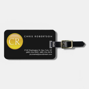 Förseglingen Monogrammed Cute Black Modern Plain V Bagagebricka