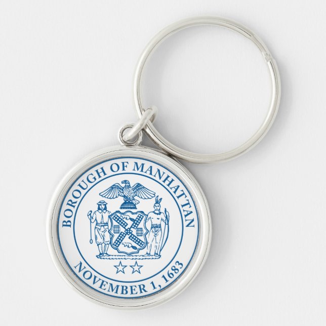 Förseglingen på Manhattan, NYC Keychain Rund Silverfärgad Nyckelring (Framsidan)