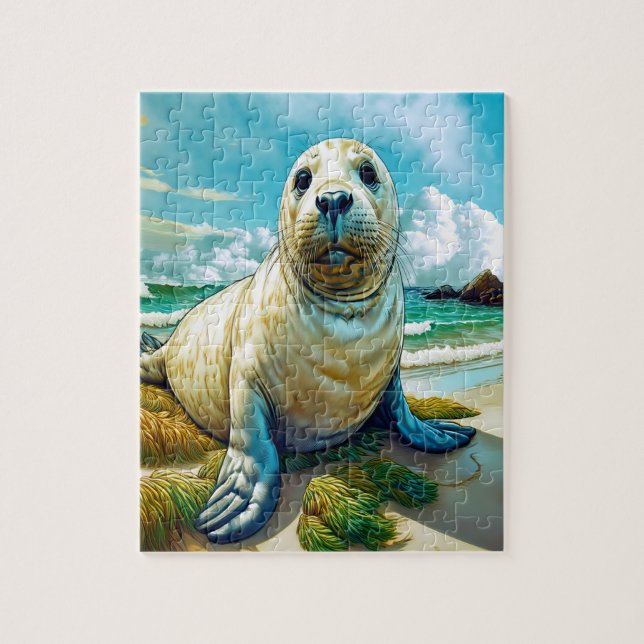 Förseglingen på stranden pussel (Vertikal)