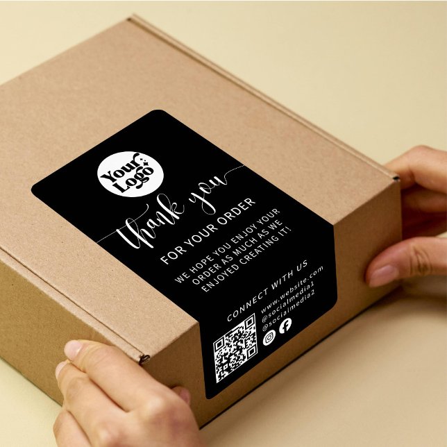 Förseglingsetikett för leveranskod QR Paket Black  Fraktsedel (Skapare uppladdad)