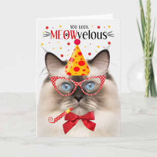 Förseglingspunkt Ragdoll Kat MEOWvelous Birthday Kort