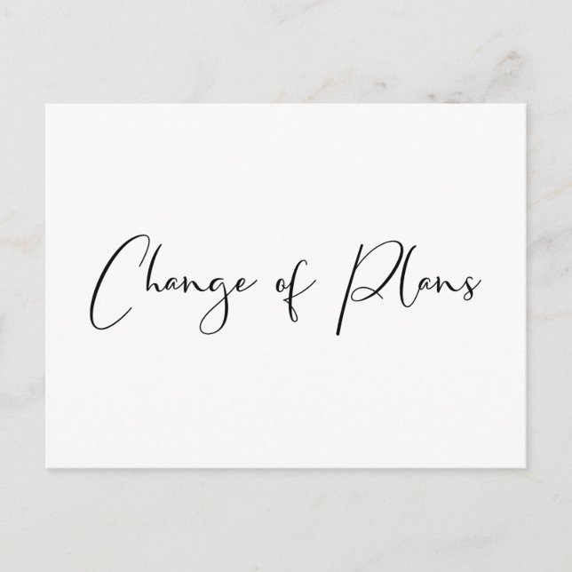 Försenad bröllopsdatum ändring av planer svart vit meddelande vykort (Framsida)