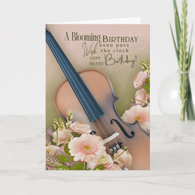 Försenad Födelsedagspresent För Violinist – Blommi Kort (Framsida)
