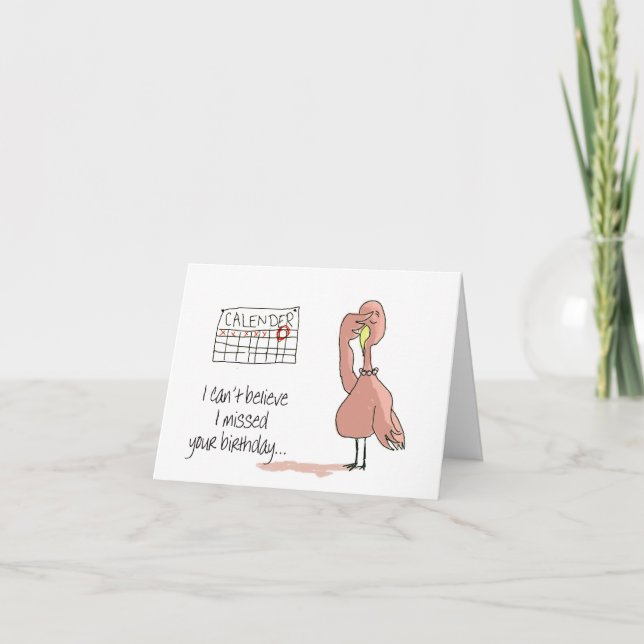 Försenad grattis på födelsedagen för rosa kort (Framsida)