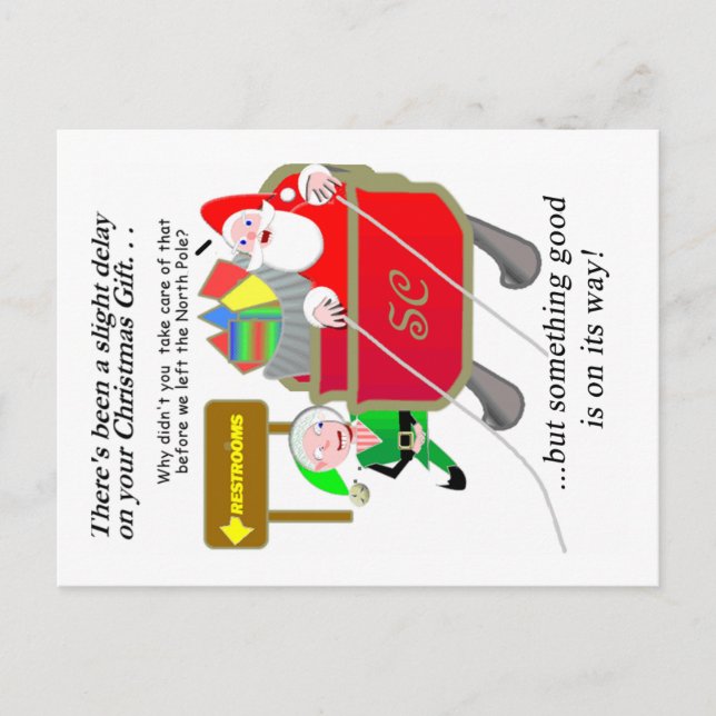 Försenad jul - Fördröjd Santa-porträtt  Helg Vykort (Framsida)