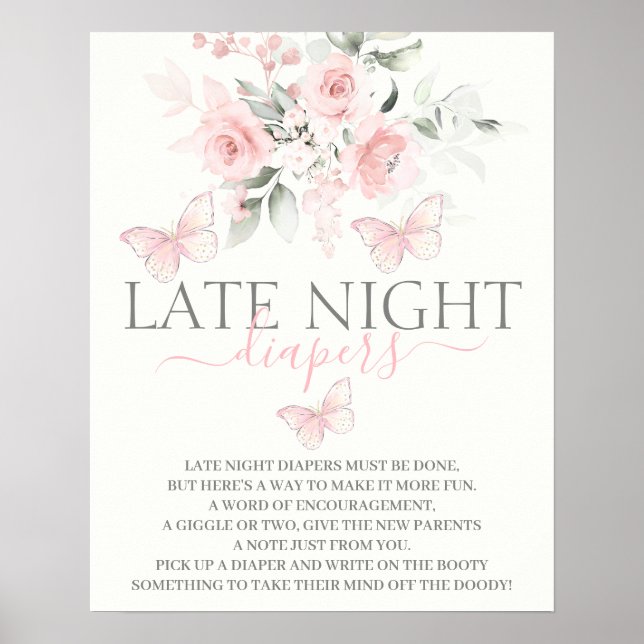 Försenad nattblöjssignatur för fjäril poster (Framsidan)