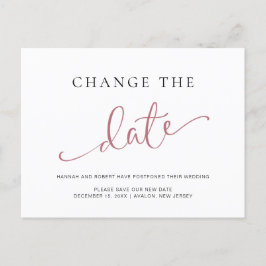 Försening av Bröllop Ändra Datum Ros Svart Meddelande Vykort
