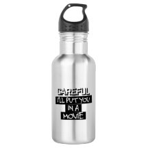 Försiktig ska jag satte dig i en filmvattenflaska