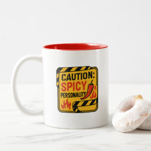 Försiktighet: Fiery Coffee Mugg, Spicy Personality Två-Tonad Mugg