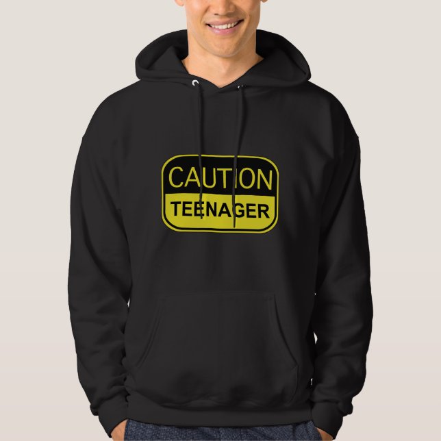 Försiktighet för tonåringar hoodie (Framsida)