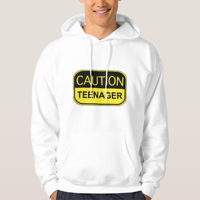 Försiktighet för tonåringar hoodie (Framsida)
