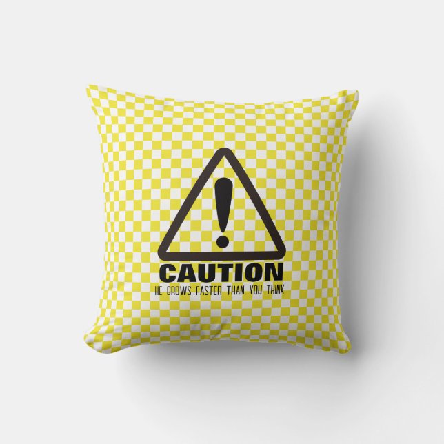 Försiktighet! Funny First Födelsedagsfest inbjudan Kudde (Framsida)