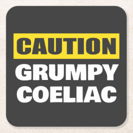 Försiktighet Grumpy Coeliac Celiac Funny Underlägg Papper Kvadrat